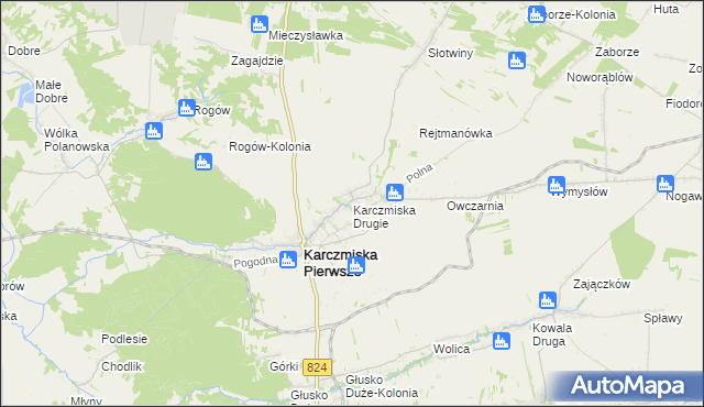 mapa Karczmiska Drugie, Karczmiska Drugie na mapie Targeo