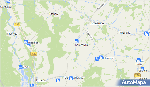 mapa Karczówka gmina Brzeźnica, Karczówka gmina Brzeźnica na mapie Targeo