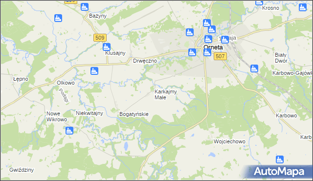 mapa Karkajmy, Karkajmy na mapie Targeo