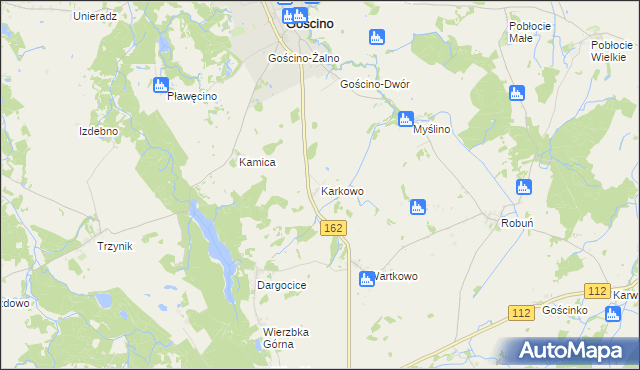 mapa Karkowo gmina Gościno, Karkowo gmina Gościno na mapie Targeo