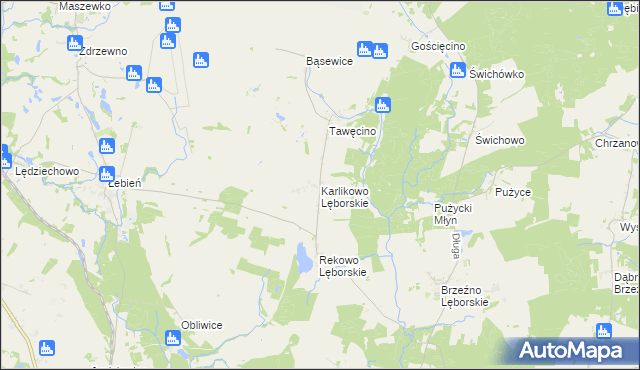 mapa Karlikowo Lęborskie, Karlikowo Lęborskie na mapie Targeo