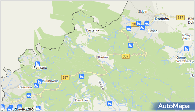 mapa Karłów gmina Radków, Karłów gmina Radków na mapie Targeo