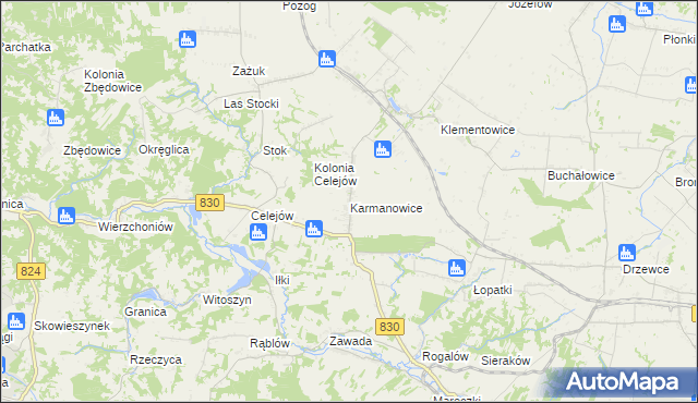 mapa Karmanowice, Karmanowice na mapie Targeo