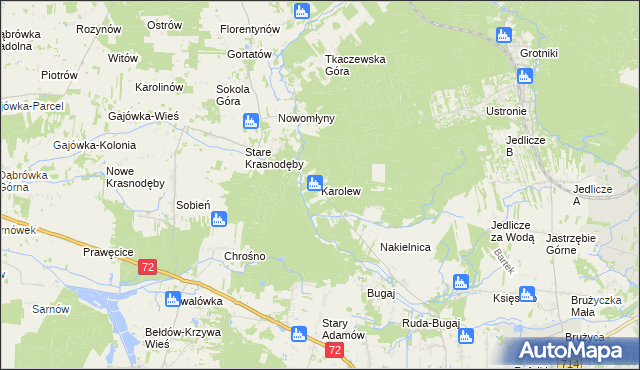 mapa Karolew gmina Aleksandrów Łódzki, Karolew gmina Aleksandrów Łódzki na mapie Targeo