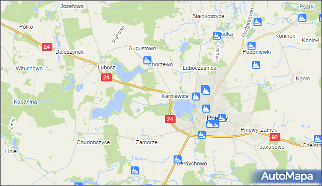 mapa Karolewice, Karolewice na mapie Targeo