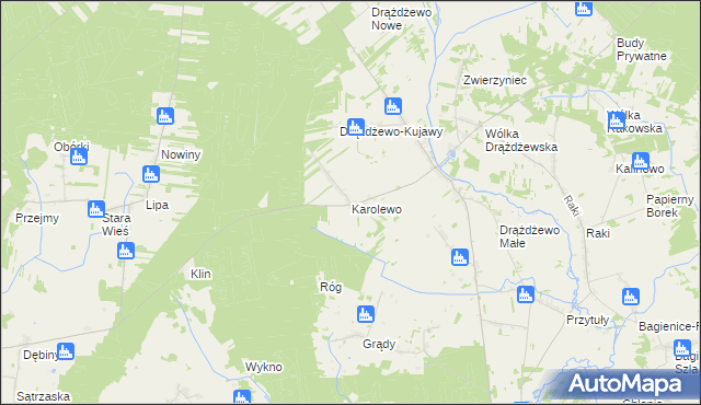 mapa Karolewo gmina Krasnosielc, Karolewo gmina Krasnosielc na mapie Targeo