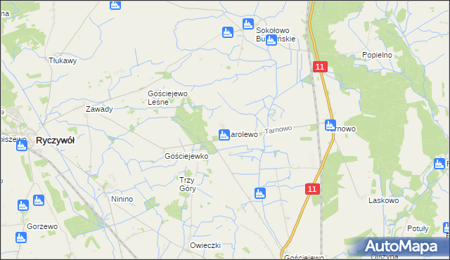 mapa Karolewo gmina Rogoźno, Karolewo gmina Rogoźno na mapie Targeo
