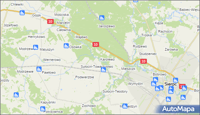 mapa Karolewo gmina Sierpc, Karolewo gmina Sierpc na mapie Targeo