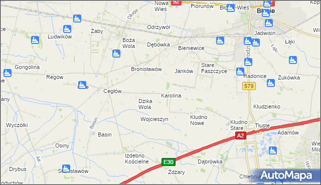 mapa Karolina gmina Baranów, Karolina gmina Baranów na mapie Targeo