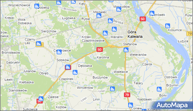 mapa Karolina gmina Góra Kalwaria, Karolina gmina Góra Kalwaria na mapie Targeo