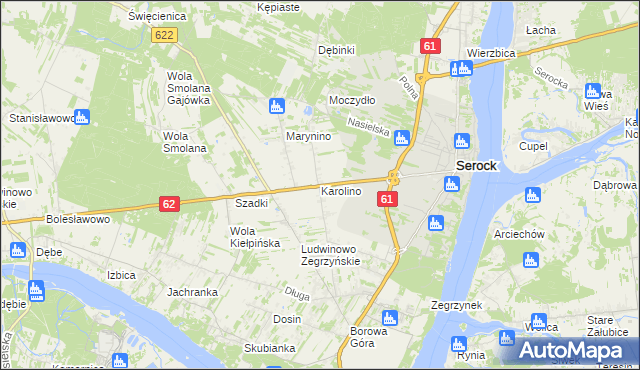 mapa Karolino gmina Serock, Karolino gmina Serock na mapie Targeo