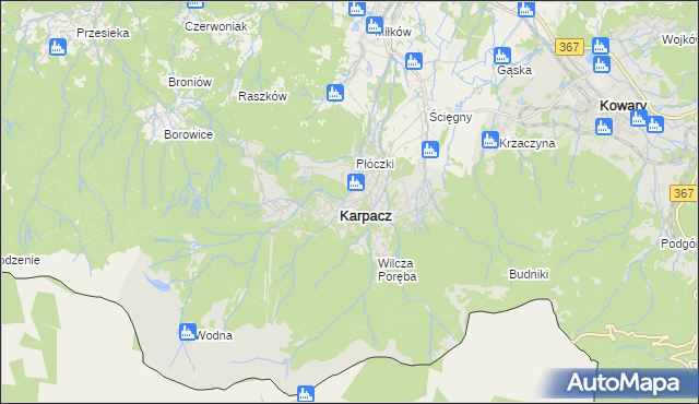 mapa Karpacz, Karpacz na mapie Targeo