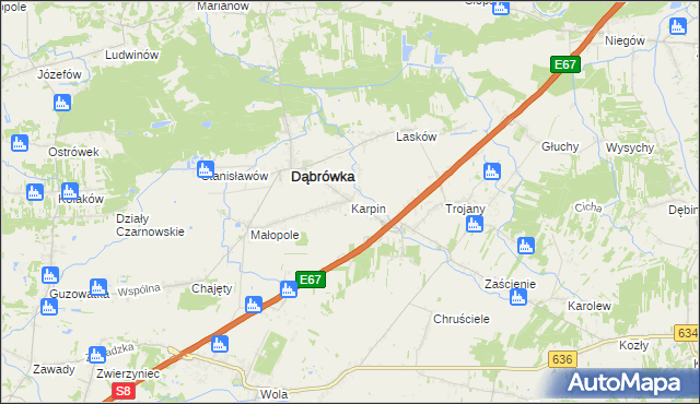 mapa Karpin gmina Dąbrówka, Karpin gmina Dąbrówka na mapie Targeo