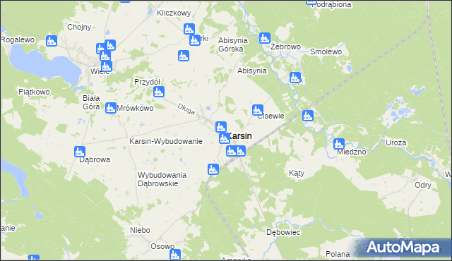 mapa Karsin powiat kościerski, Karsin powiat kościerski na mapie Targeo
