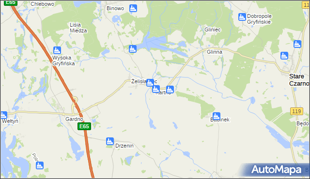 mapa Kartno gmina Stare Czarnowo, Kartno gmina Stare Czarnowo na mapie Targeo