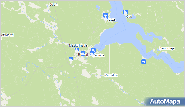 mapa Karwica gmina Ruciane-Nida, Karwica gmina Ruciane-Nida na mapie Targeo