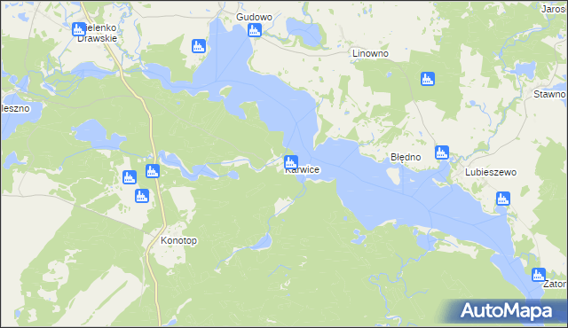 mapa Karwice gmina Drawsko Pomorskie, Karwice gmina Drawsko Pomorskie na mapie Targeo