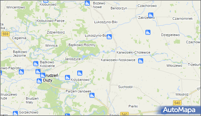 mapa Karwosieki-Noskowice, Karwosieki-Noskowice na mapie Targeo