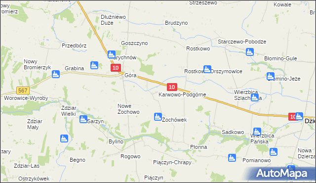 mapa Karwowo-Podgórne, Karwowo-Podgórne na mapie Targeo