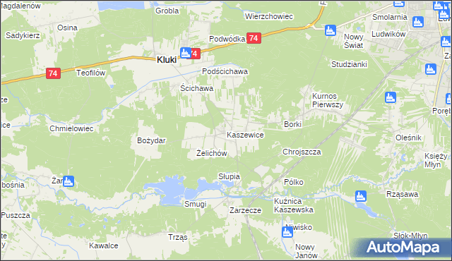 mapa Kaszewice, Kaszewice na mapie Targeo