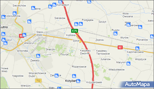 mapa Kaszewy Kościelne, Kaszewy Kościelne na mapie Targeo