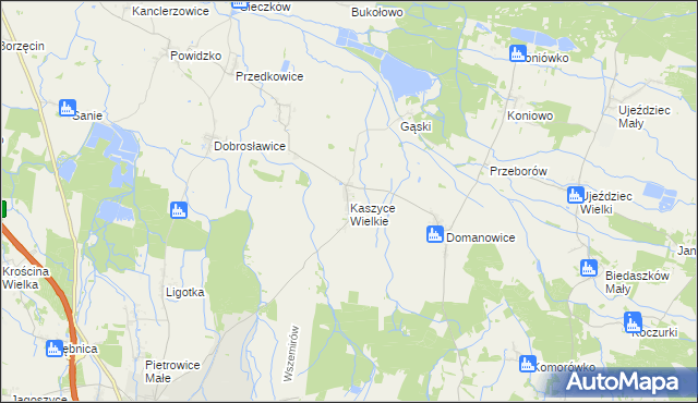 mapa Kaszyce Wielkie, Kaszyce Wielkie na mapie Targeo