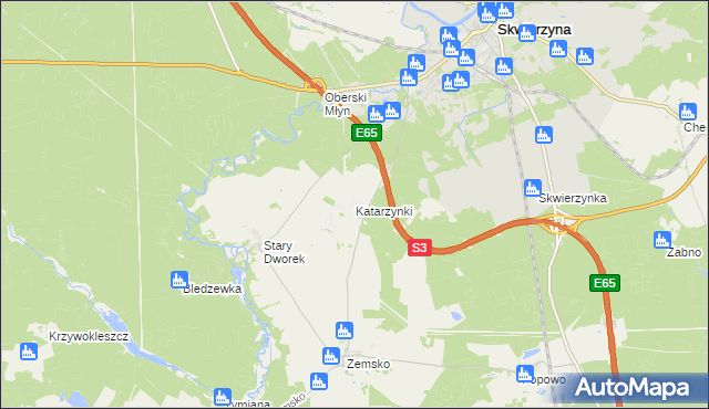 mapa Katarzynki gmina Bledzew, Katarzynki gmina Bledzew na mapie Targeo