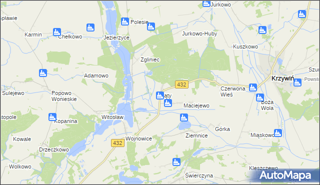 mapa Kąty gmina Osieczna, Kąty gmina Osieczna na mapie Targeo