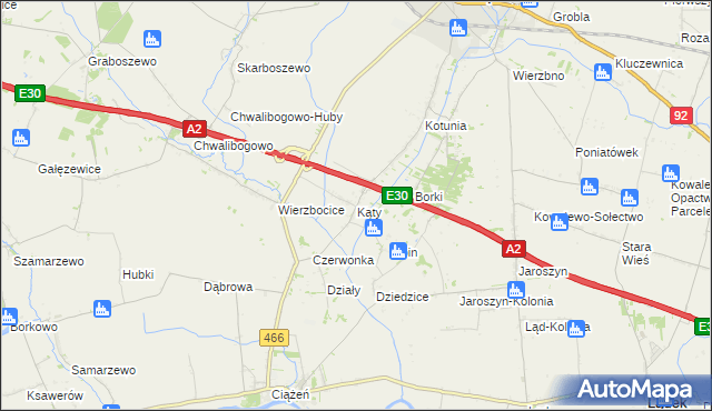 mapa Kąty gmina Słupca, Kąty gmina Słupca na mapie Targeo