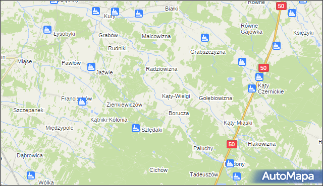 mapa Kąty-Wielgi, Kąty-Wielgi na mapie Targeo