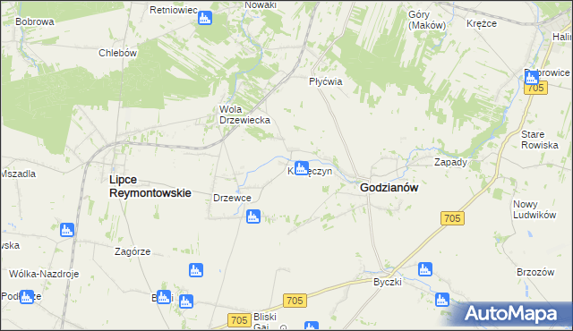 mapa Kawęczyn gmina Godzianów, Kawęczyn gmina Godzianów na mapie Targeo