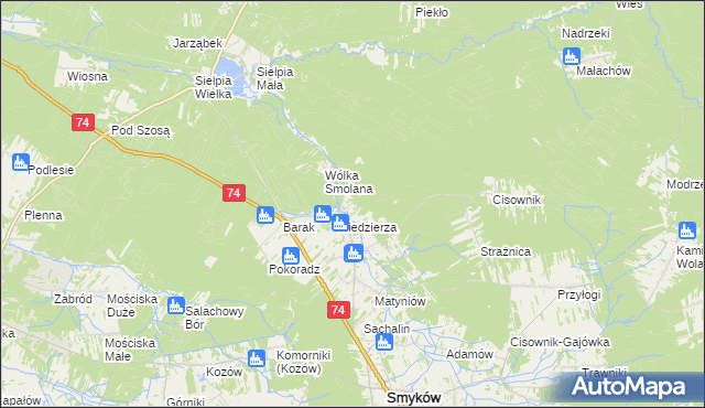 mapa Kawęczyn gmina Smyków, Kawęczyn gmina Smyków na mapie Targeo