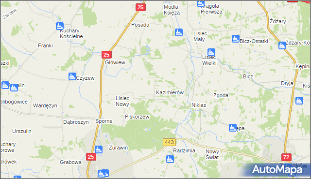 mapa Kazimierów gmina Stare Miasto, Kazimierów gmina Stare Miasto na mapie Targeo