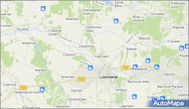 mapa Kazimierz gmina Lutomiersk, Kazimierz gmina Lutomiersk na mapie Targeo