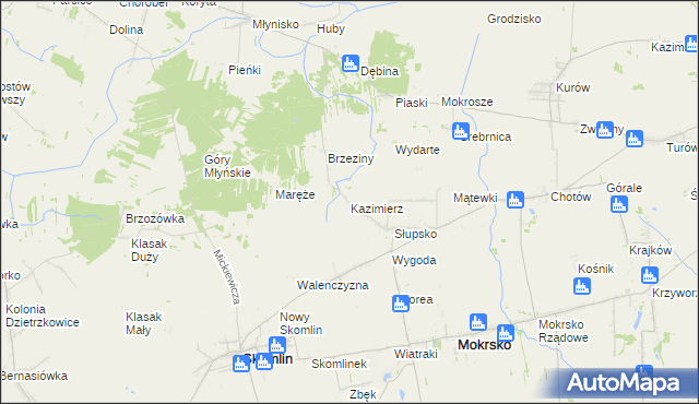 mapa Kazimierz gmina Skomlin, Kazimierz gmina Skomlin na mapie Targeo