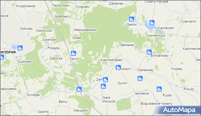 mapa Kazimierzewo gmina Wierzbinek, Kazimierzewo gmina Wierzbinek na mapie Targeo