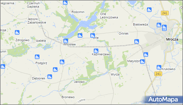 mapa Kaźmierzewo gmina Mrocza, Kaźmierzewo gmina Mrocza na mapie Targeo