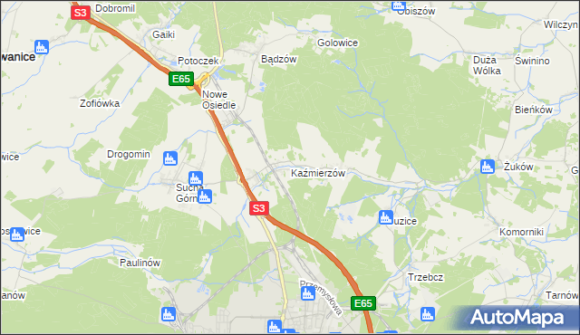 mapa Kaźmierzów, Kaźmierzów na mapie Targeo