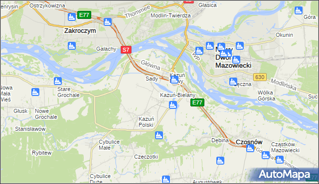 mapa Kazuń-Bielany, Kazuń-Bielany na mapie Targeo