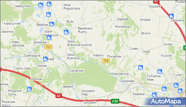 mapa Kębliny, Kębliny na mapie Targeo