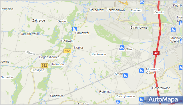 mapa Kębłowice gmina Kąty Wrocławskie, Kębłowice gmina Kąty Wrocławskie na mapie Targeo