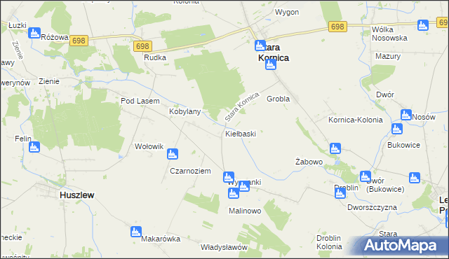 mapa Kiełbaski, Kiełbaski na mapie Targeo