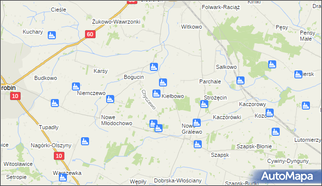 mapa Kiełbowo, Kiełbowo na mapie Targeo