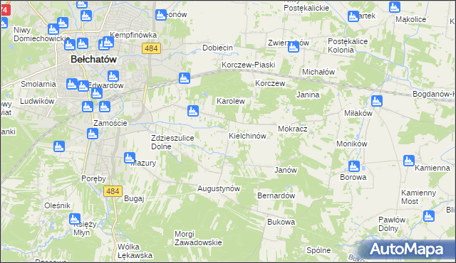 mapa Kielchinów, Kielchinów na mapie Targeo