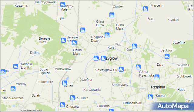 mapa Kiełczygłów, Kiełczygłów na mapie Targeo