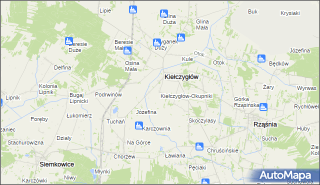 mapa Kiełczygłów-Okupniki, Kiełczygłów-Okupniki na mapie Targeo