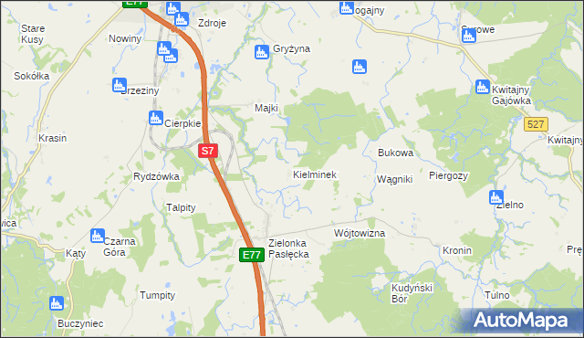 mapa Kielminek, Kielminek na mapie Targeo