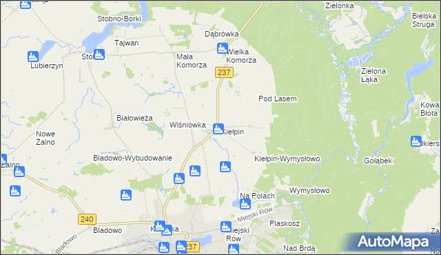 mapa Kiełpin gmina Tuchola, Kiełpin gmina Tuchola na mapie Targeo