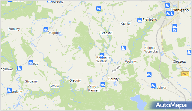 mapa Kierpajny Wielkie, Kierpajny Wielkie na mapie Targeo