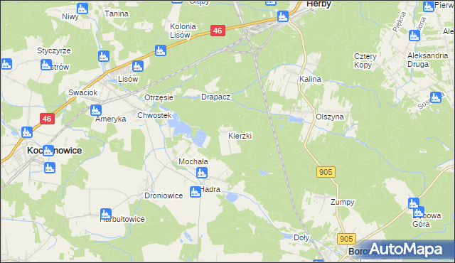 mapa Kierzki gmina Herby, Kierzki gmina Herby na mapie Targeo